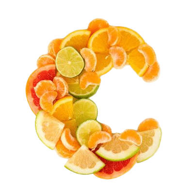 Letter C Made Up Of Colourful Vitamin C Rich Fruits & Vegetables