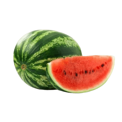 Green & Red Fleshy Hydrating Watermelon On White Background