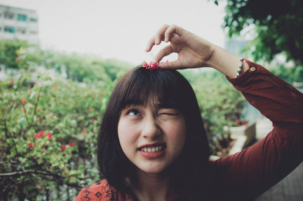 Flower on girls head