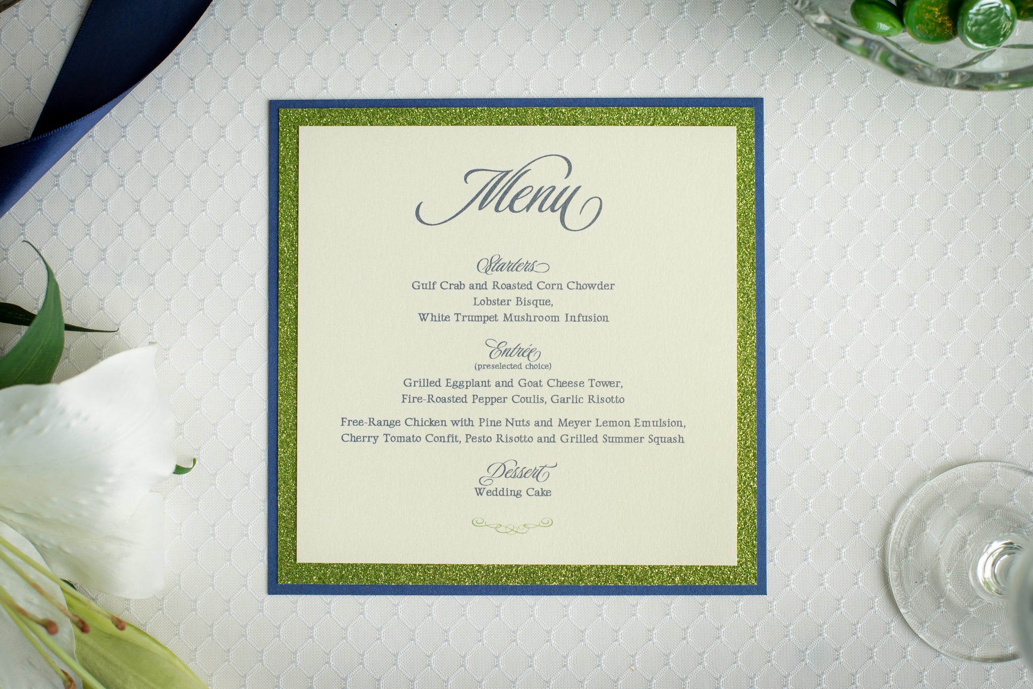 Square Menu Cards With Glitter Set Of 5 Penny Ann Designs