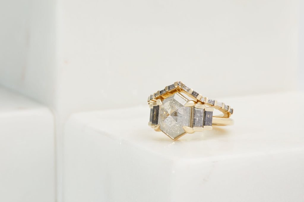 Salt & Peper Diamond Ring Set