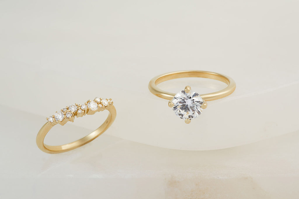 Lab Grown Diamond Cluster Ring Set