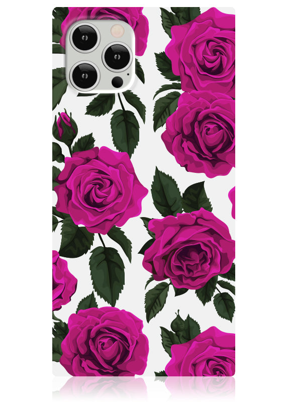 Image of Fuchsia Rose Print SQUARE iPhone Case