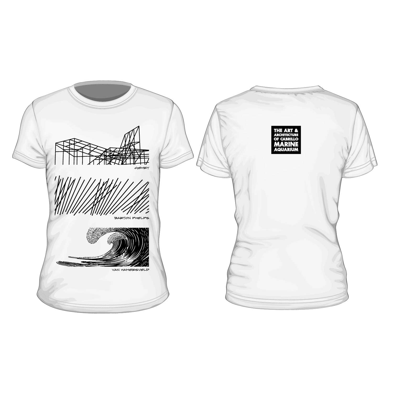 Art and Architecture of Cabrillo Marine Aquarium T Shirt (White) - Friends Of Cabrillo Aquarium