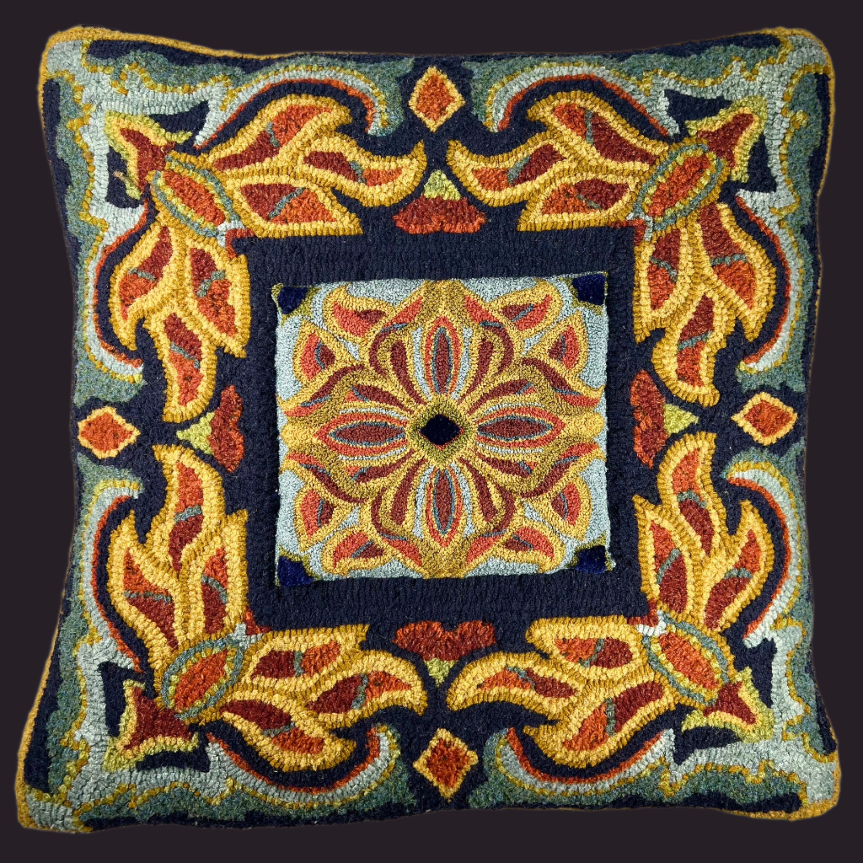 Combination Art Kit- Diamond Blooms features both types of artwork Punch Needle Embroidery and Rug Hooking together in one design. By Orphaned Wool Copyright 2025 Kelly Kanyok