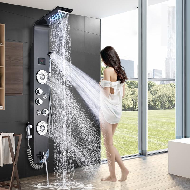 person waterfall shower
