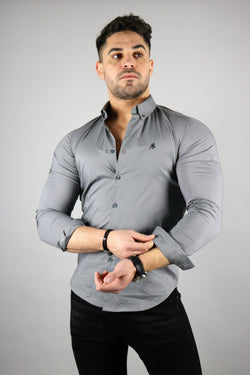 dark gray shirt