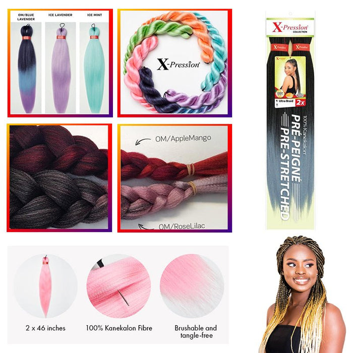 XPRESSION PRE STRETCHED ULTRA BRAID 2x PACK BRAID EXTENSIONS 46