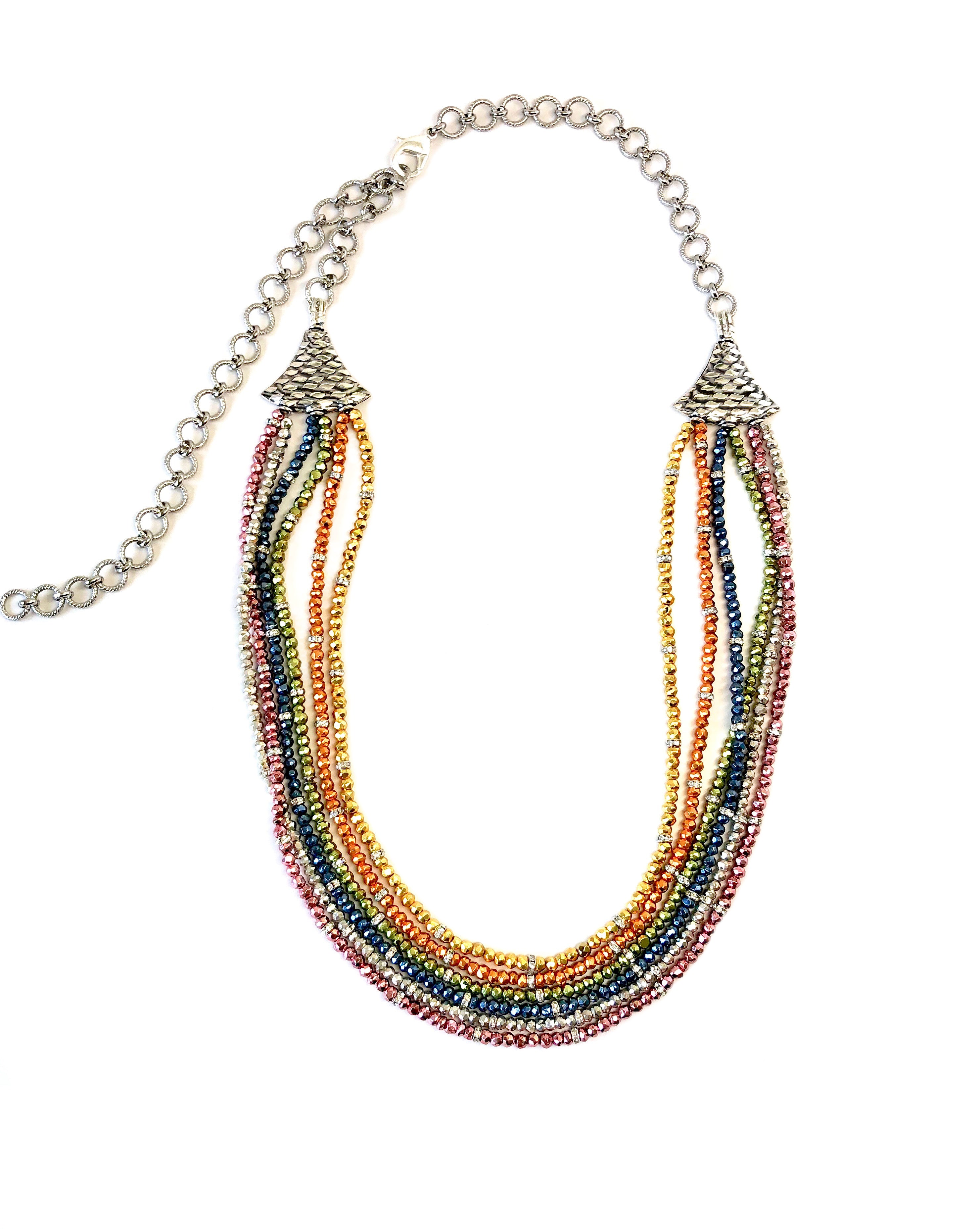 6-Strand Rainbow Pyrite Necklace