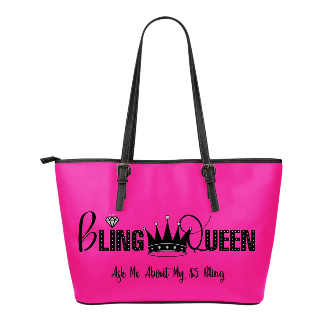 Bling Queen Vegan Leather Zipper Tote Bag Pink – SodaGlitter