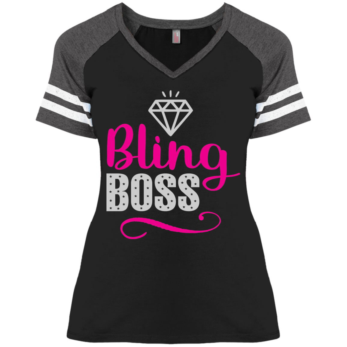 Bling Boss Tee Shirt With Stripes Sizes To 4XL – SodaGlitter