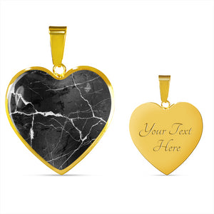 Black Marble Heart Shaped Stainless Steel Pendant
