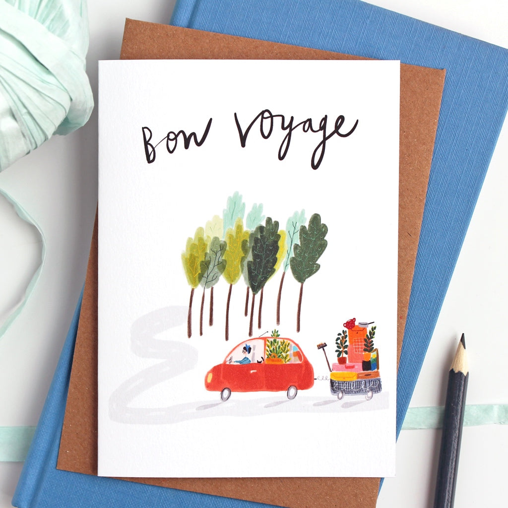 Farewell Card Bon Voyage - Quirky Gifts  Katy Pillinger