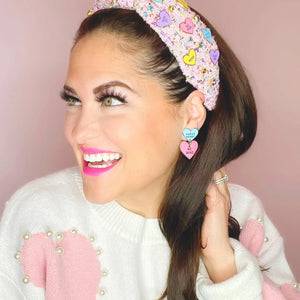 Heart Candy Tweed Headband with Crystals - Olive and Rose Boutique