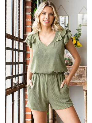 Maggie Romper in Olive - Olive and Rose Boutique
