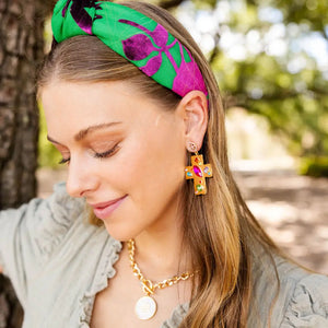 Brianna Cannon Green & Fuchsia Floral Headband - Olive and Rose Boutique