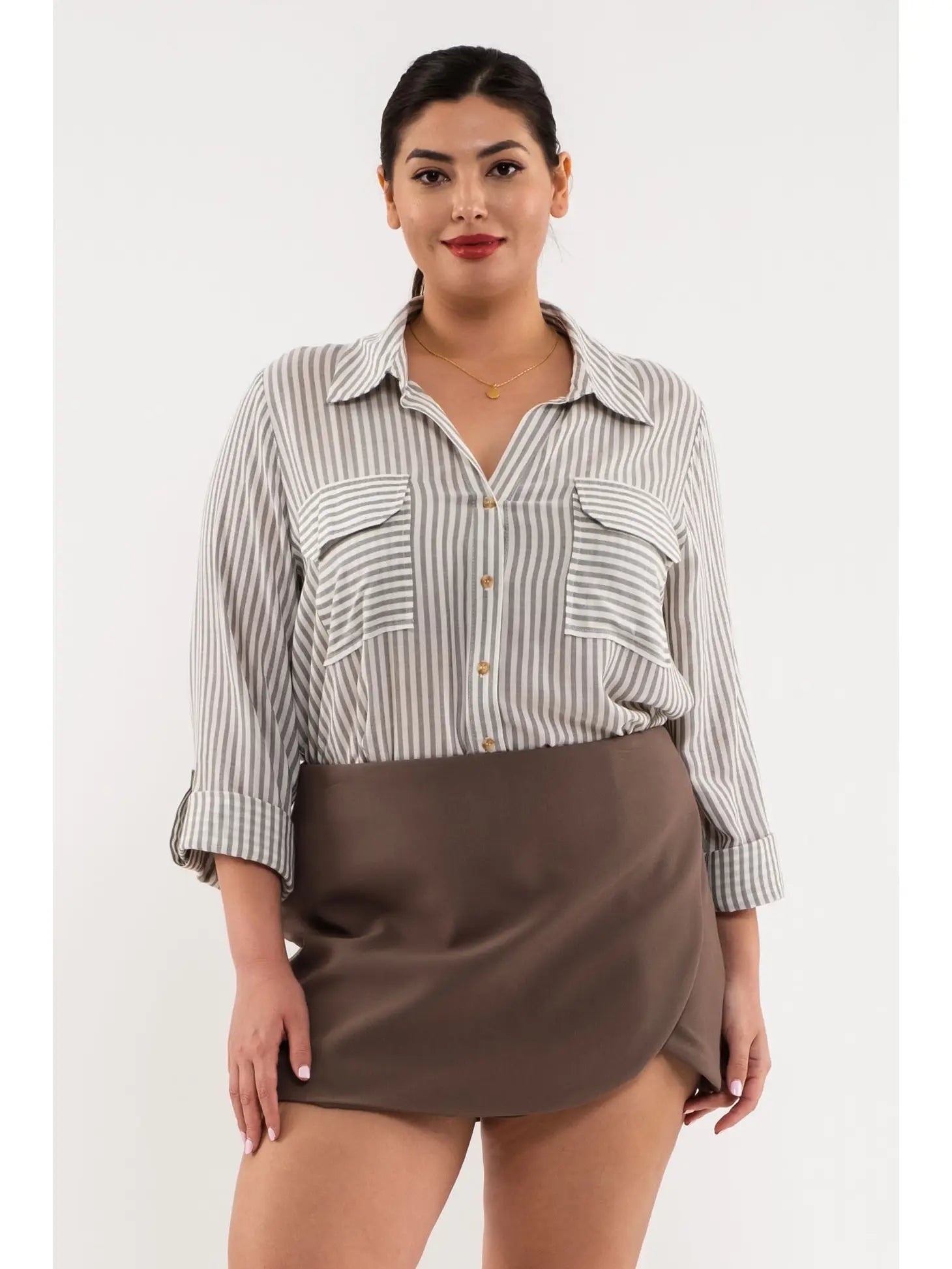 Sofia Lightweight Striped Top in Olive