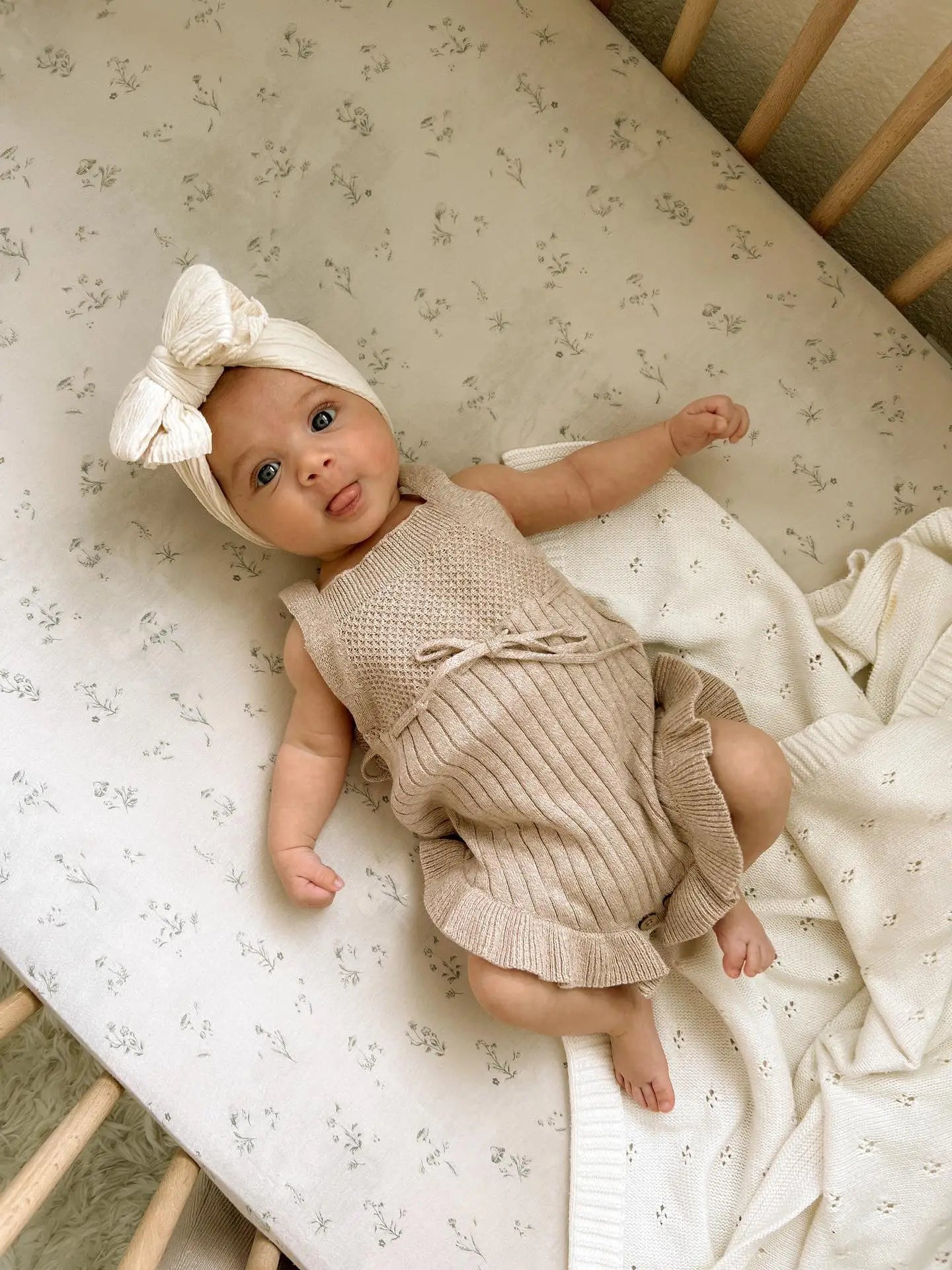 Luna + Luca Sleeveless Ruffle Romper - Heather Beige