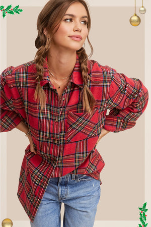 Deck The Hall Plaid Top - Olive and Rose Boutique