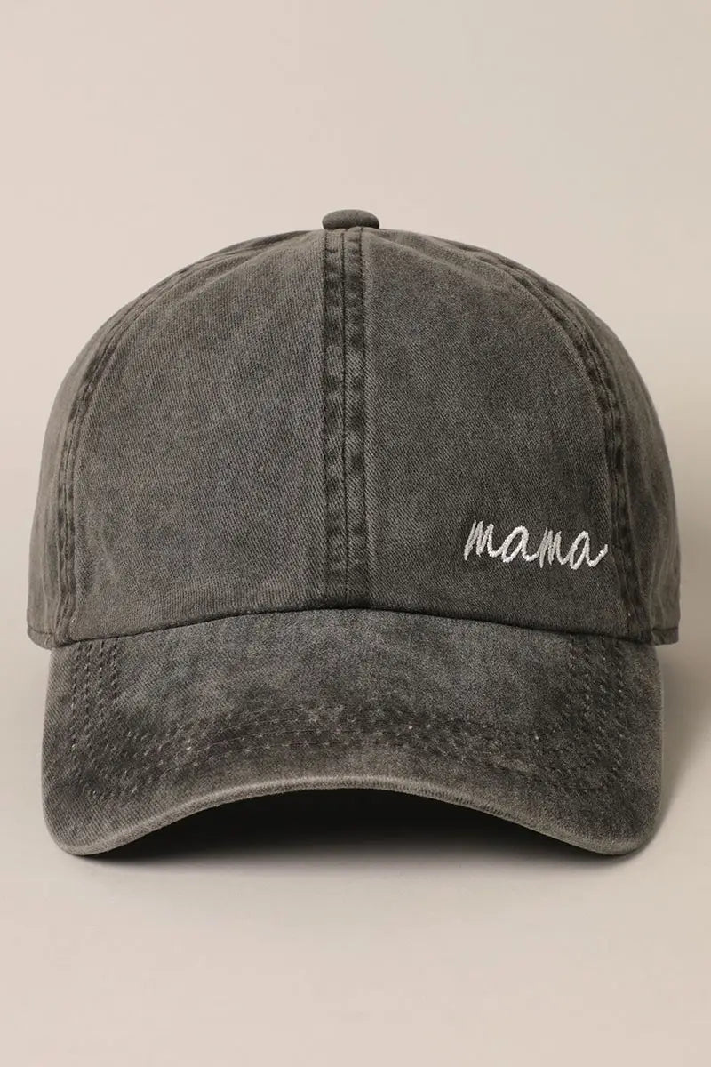 Mama Embroidery Baseball Cap in Black