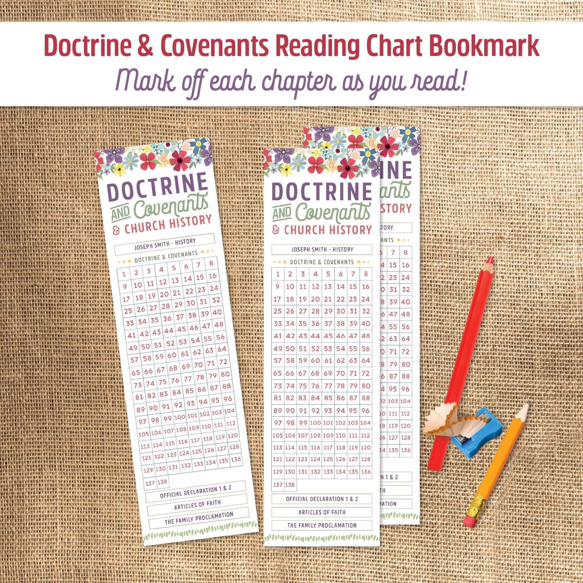 Doctrine and Covenants Reading Chart Bookmark