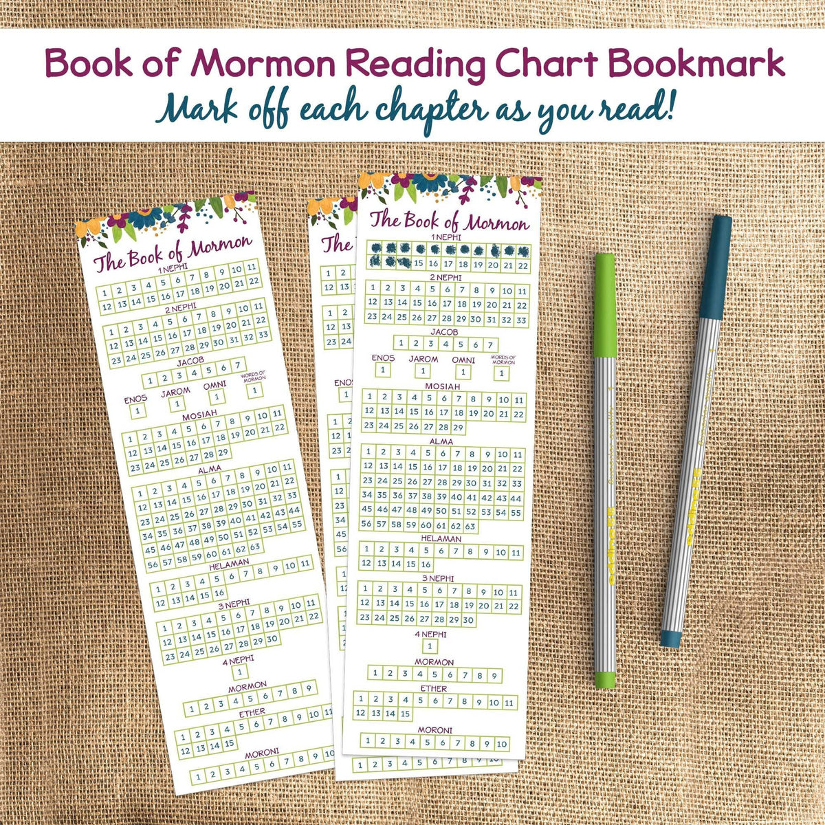 Book of Mormon Reading Chart Bookmark Ministering Printables