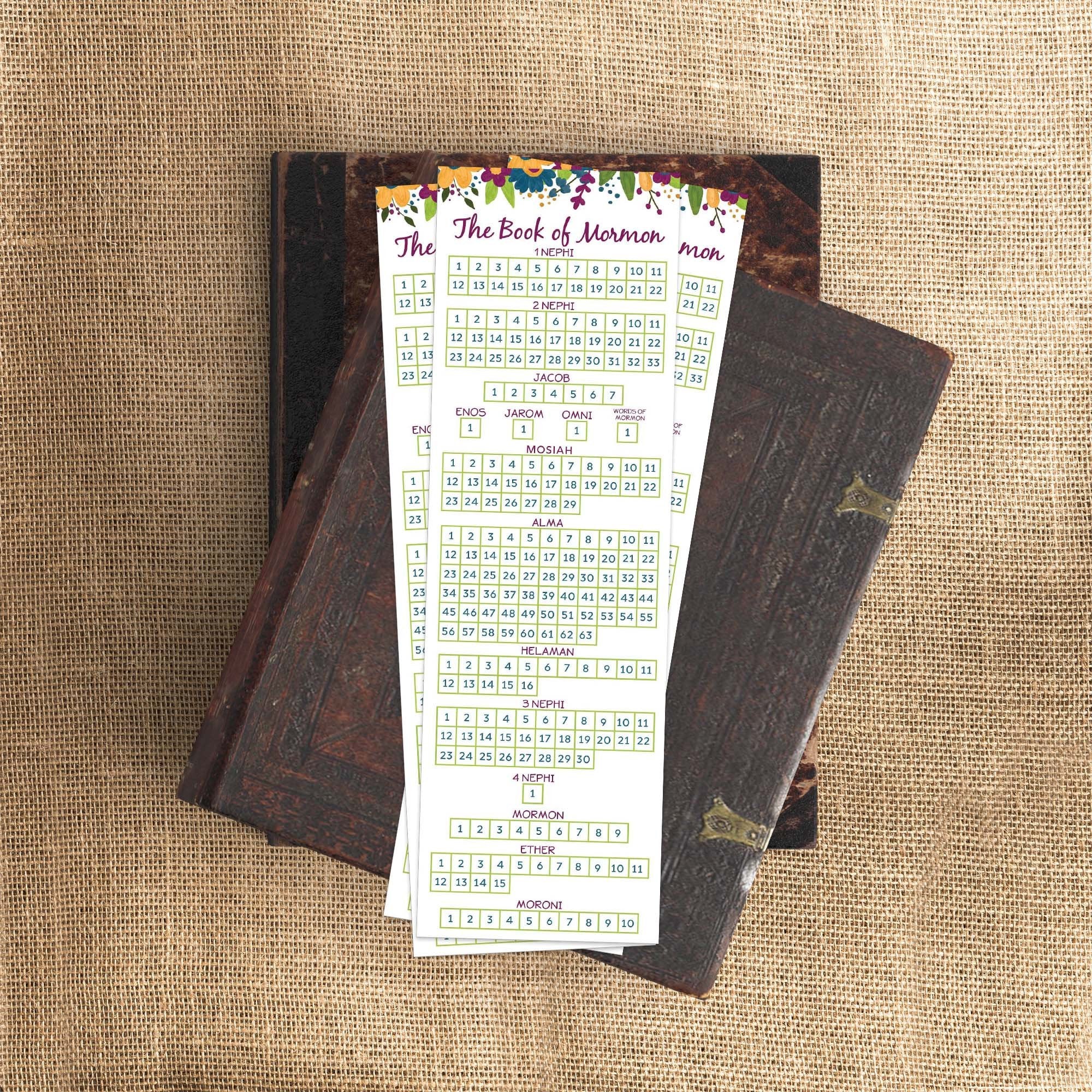 Book of Mormon Reading Chart Bookmark Ministering Printables