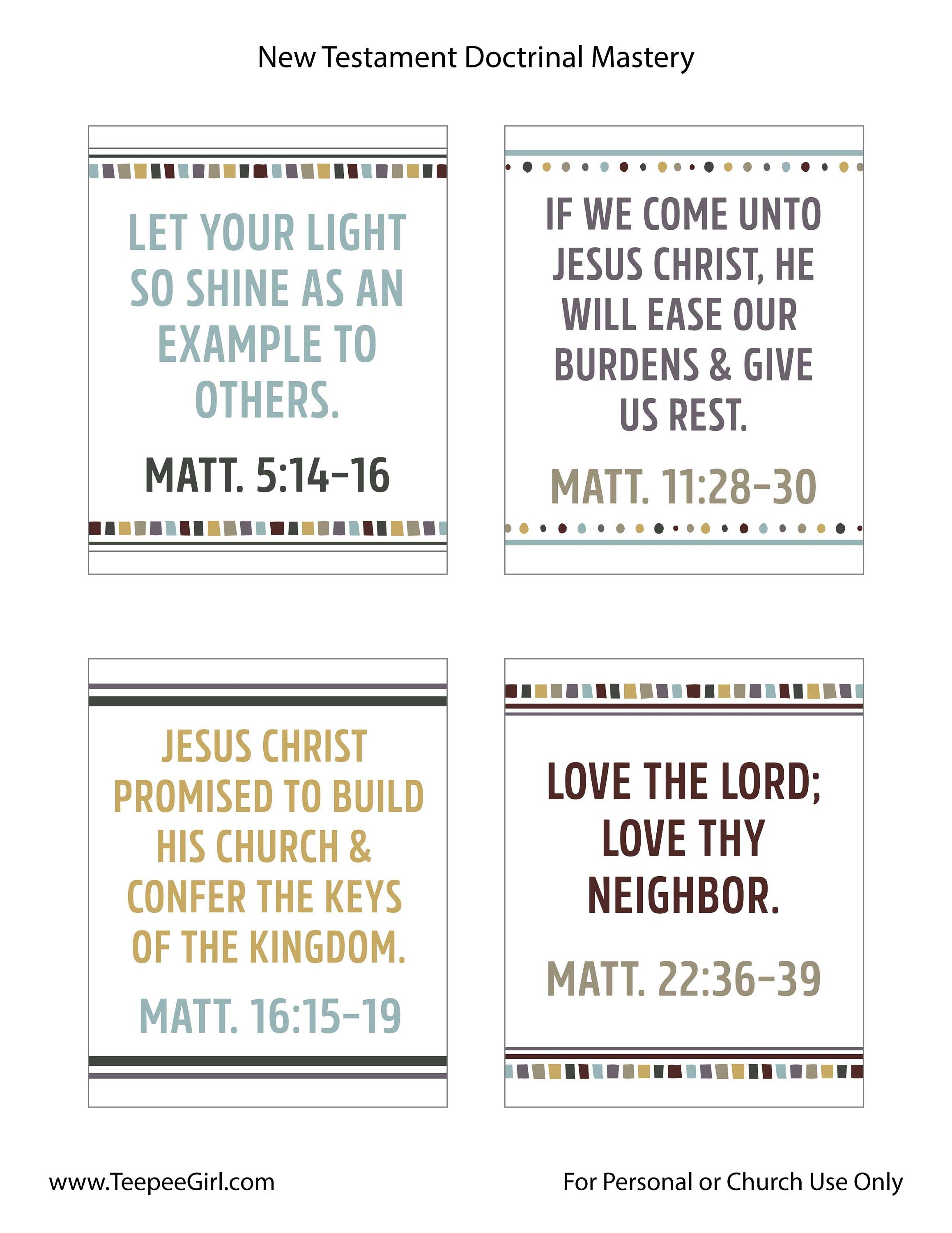 New Testament Seminary Doctrinal Mastery Posters LDS Seminary Doctri