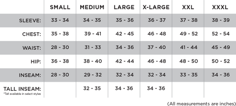 Lili Men Wax Size Chart