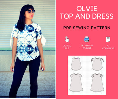 Antonia Dress and Tunic, PDF Sewing Pattern for Women, Digital