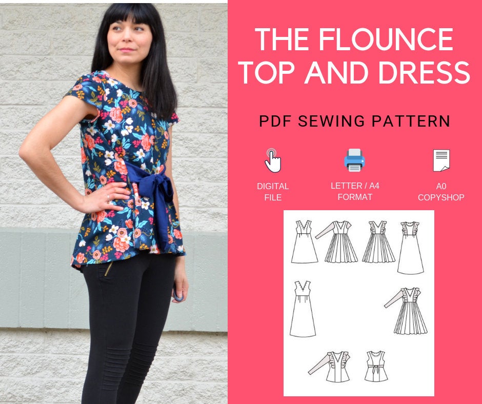 The Flounce Top and Dress PDF sewing pattern – DGpatterns