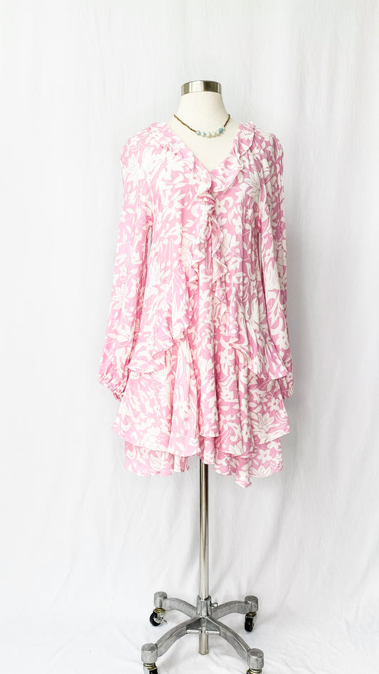 Free People Rebecca Pink & White Floral Dress (M)