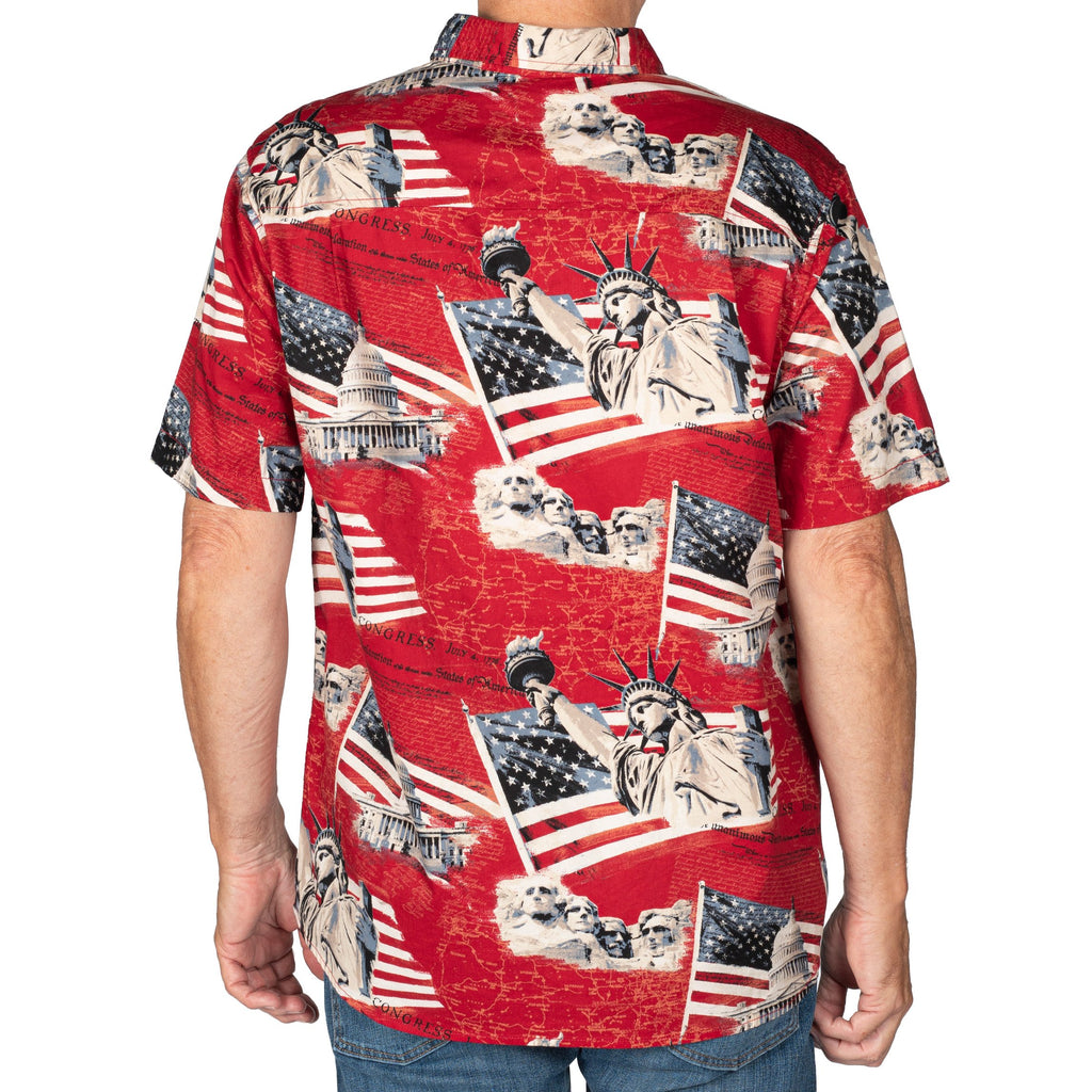 Men's USA Icons 100% Cotton Button-Down Short Sleeve Shirt – 4th of ...