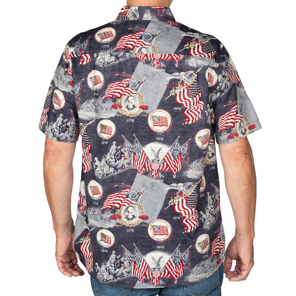 Men's 1776 100% Cotton Button-Down Short Sleeve Shirt – 4th of July Shirts