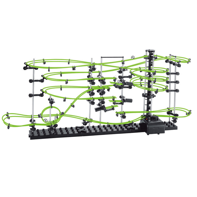 ''SpaceRail Level 3.2 Glow In The Dark Marble Run Rollercoaster - with Powered Elevator, Rail Splitte