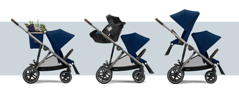 Featuring the Cybex Gazelle convertible stroller with 20+ configurations!