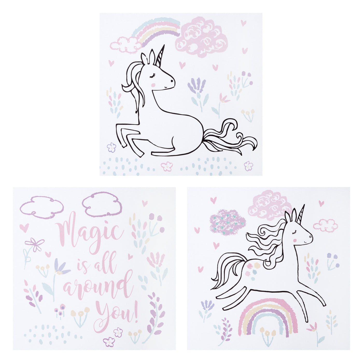 Trend Lab Magical Unicorn Canvas Wall Art 3 Pack Baby Earth