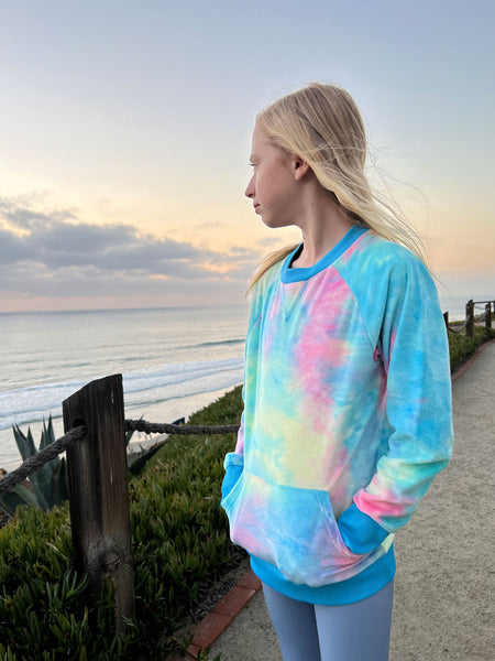 Limeapple MINKY CREWNECK TOP - COTTON CANDY TIE DYE | Baby Earth