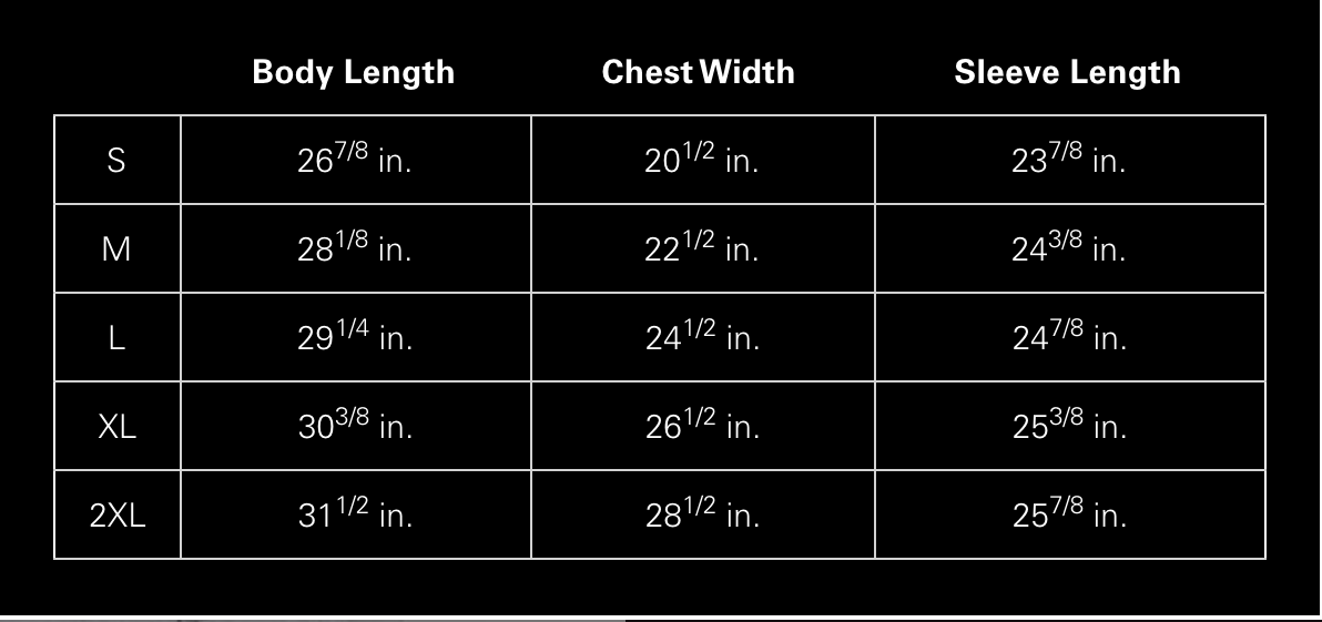 Cloney Size Guide