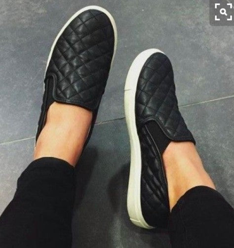 black slip on quilted sneakers