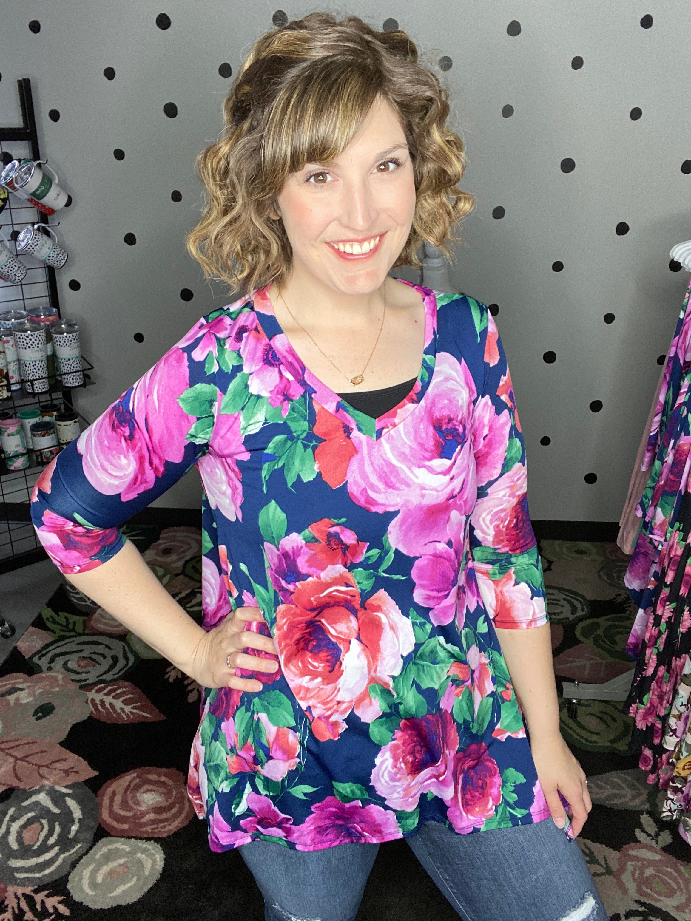 Bold Floral Sharkbite Tunic