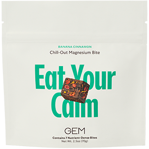 Close-up image of GEM Banana Cinnamon Calm Essentials nutrient-dense Bite.
