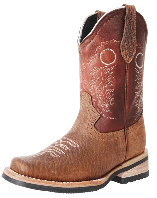 Boys' Blue Cuello de Toro Print Square Toe Boot — Rodeo Durango 