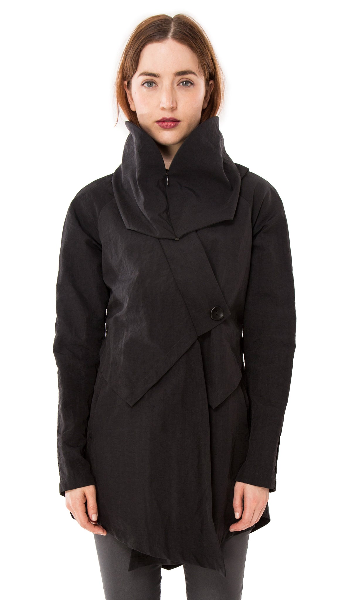 Convertible Hood Asymmetrical Rain Jacket/ Black – naturevsfuture