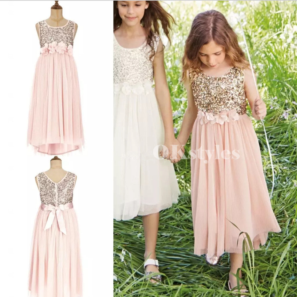 rose gold tea length dress