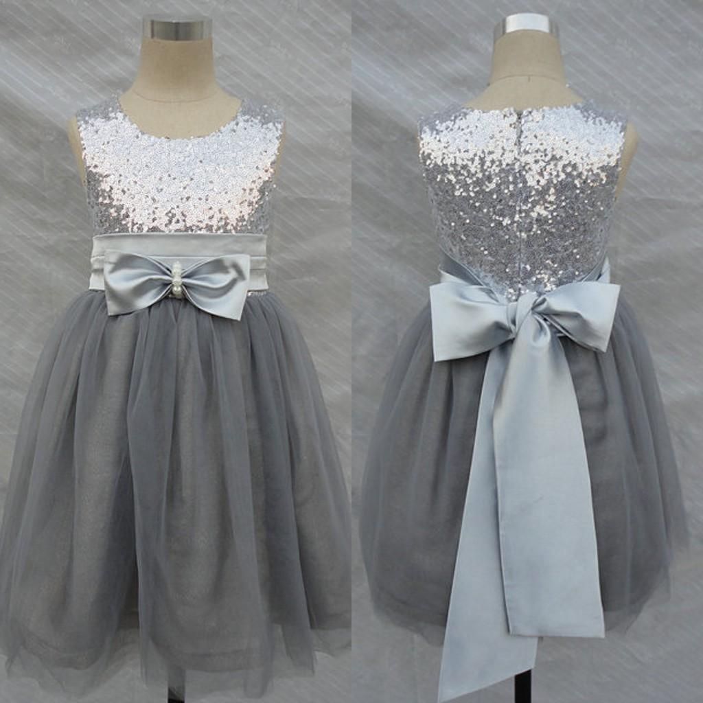 steel blue flower girl dresses