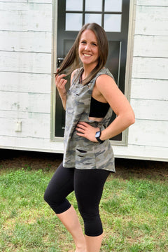 Keira Distressed Camo Tank