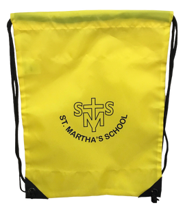 Yellow Drawstring Bag with St. Martha's School print