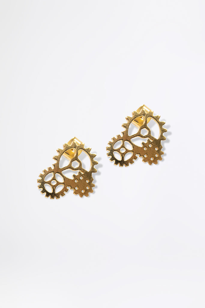 Gearwheel gold Earring - Esther Perbandt