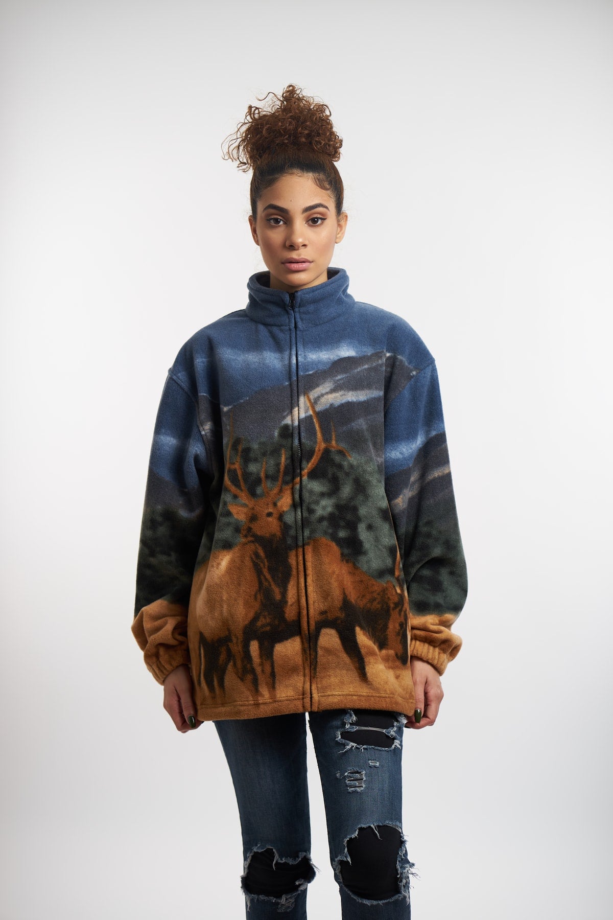 Wildkind Gray Wolf Full-Zip Animal Fleece Jacket